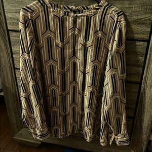 Express Black and Tan Geometric Top